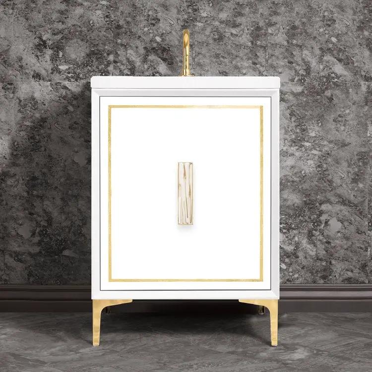 Linkasink Linea with 8" White Tiger Artisan Glass Prism Hardware Vanity by Linkasink