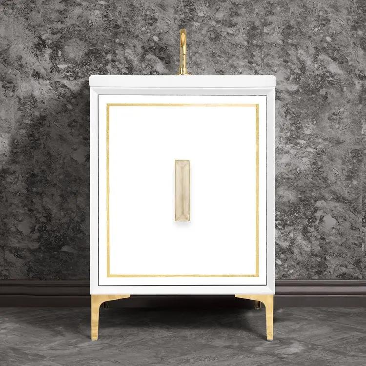 Linkasink Linea with 8" Eglomise Artisan Glass Prism Hardware Vanity by Linkasink