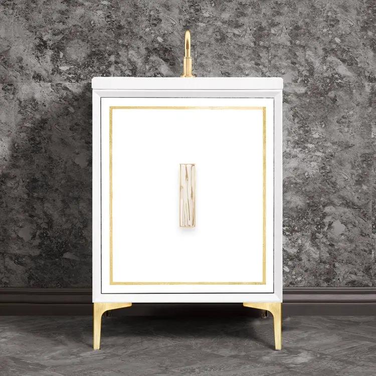 Linkasink Linea with 8" White Tiger Artisan Glass Prism Hardware Vanity by Linkasink