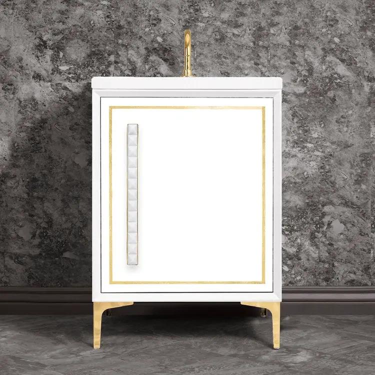 Linkasink Linea with 18" White Prism Artisan Glass Pyramid Hardware Vanity by Linkasink