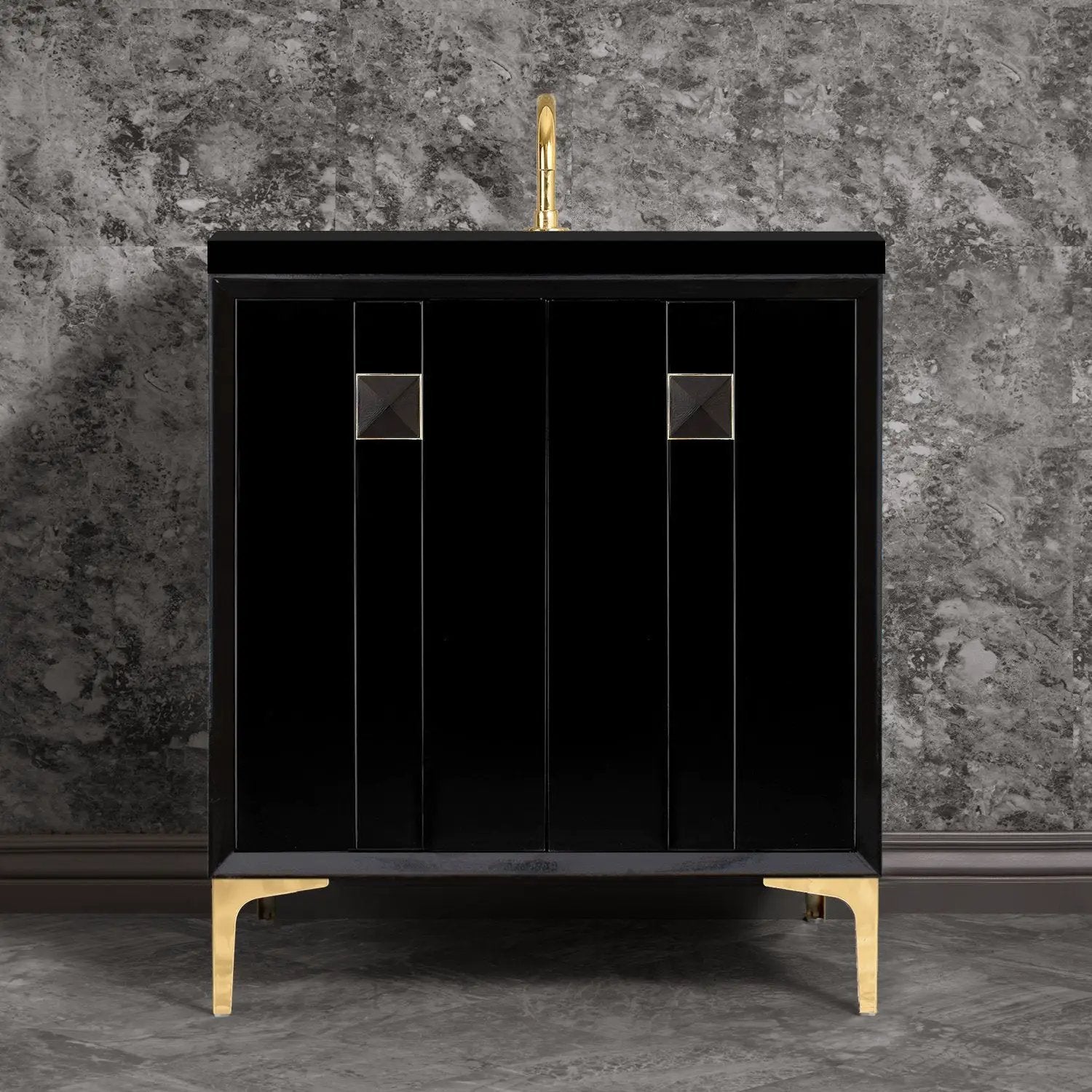 Linkasink Tuxedo with 3" Black Artisan Glass Prism Hardware Vanity by Linkasink