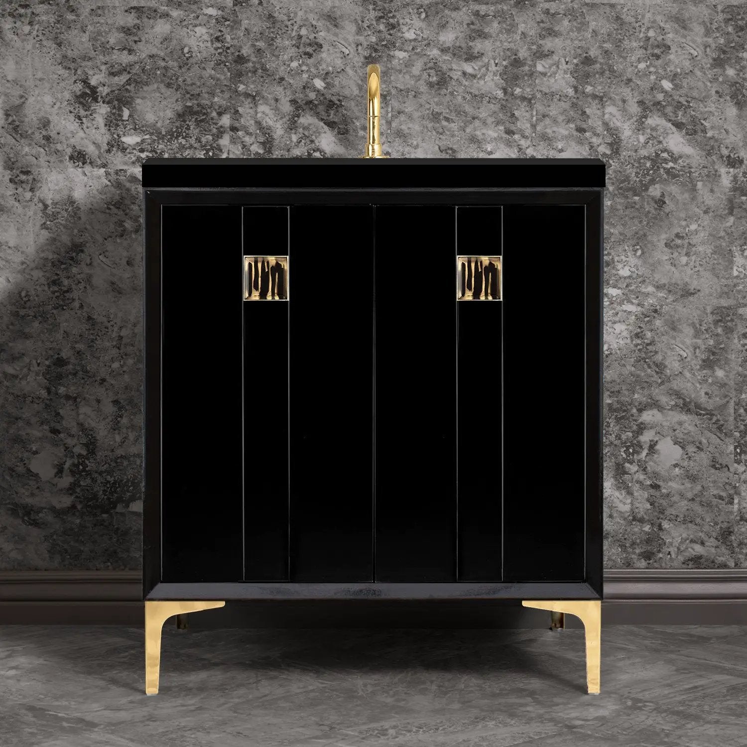 Linkasink Tuxedo with 3" Artisan Tiger Glass Prism Hardware Vanity by Linkasink