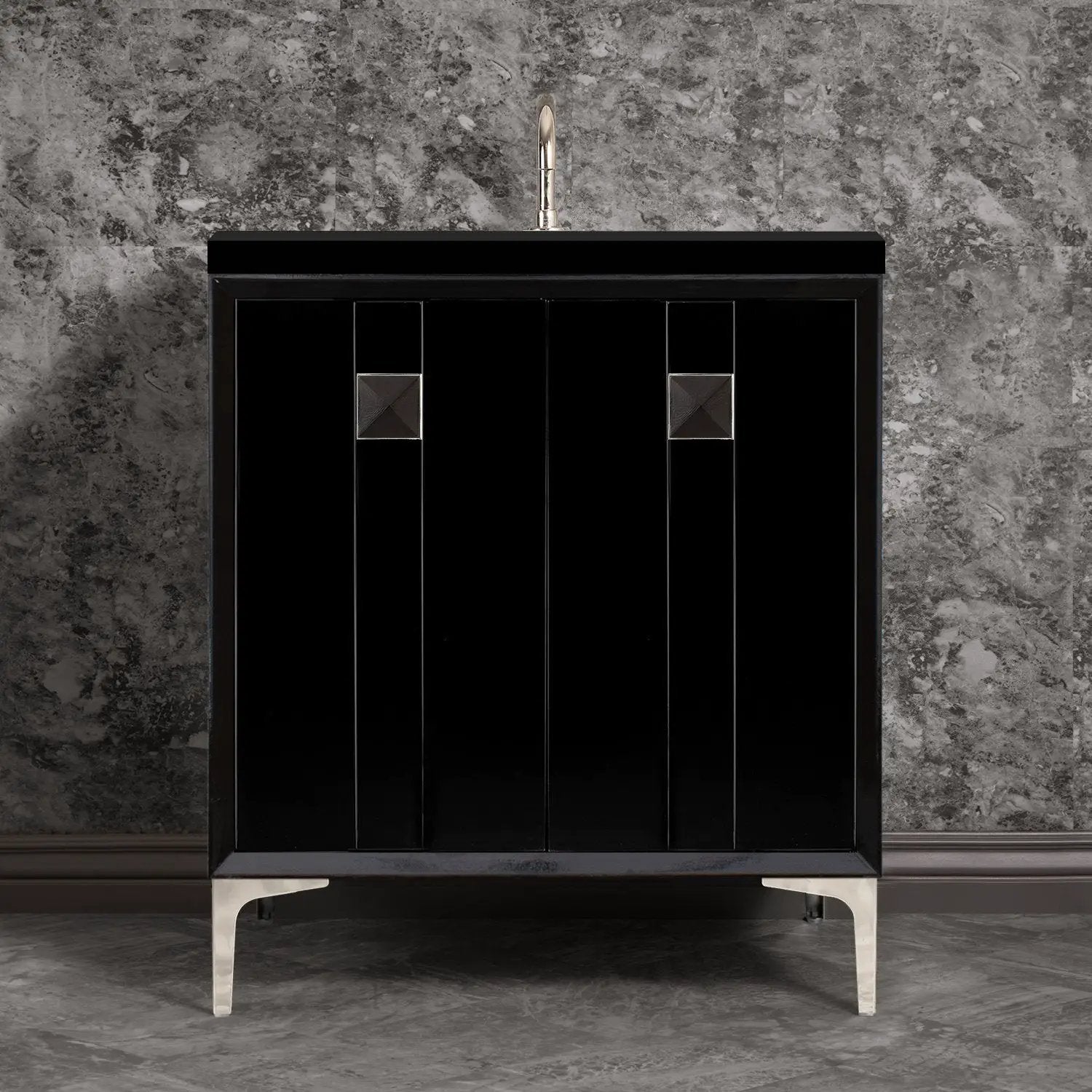 Linkasink Tuxedo with 3" Black Artisan Glass Prism Hardware Vanity by Linkasink