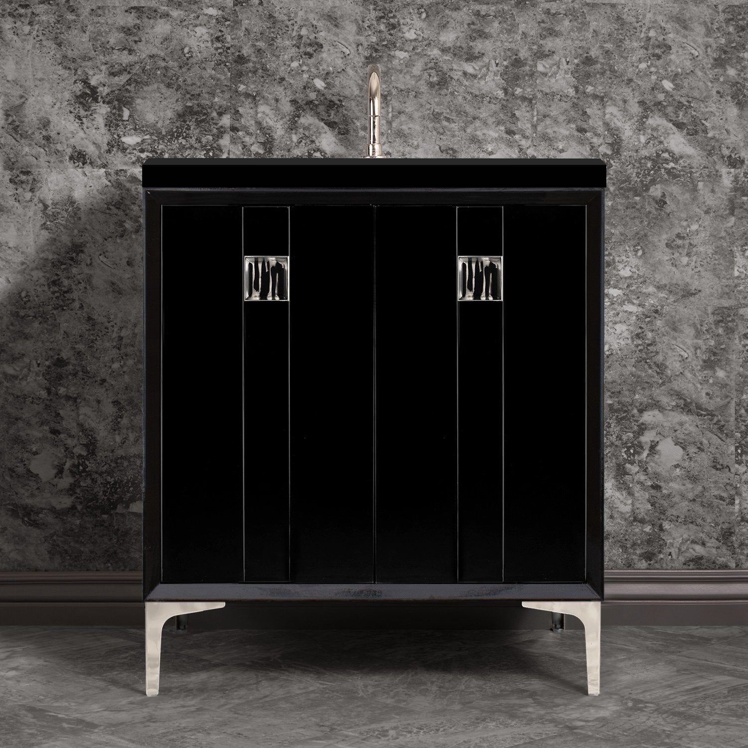Linkasink Tuxedo with 3" Artisan Tiger Glass Prism Hardware Vanity by Linkasink