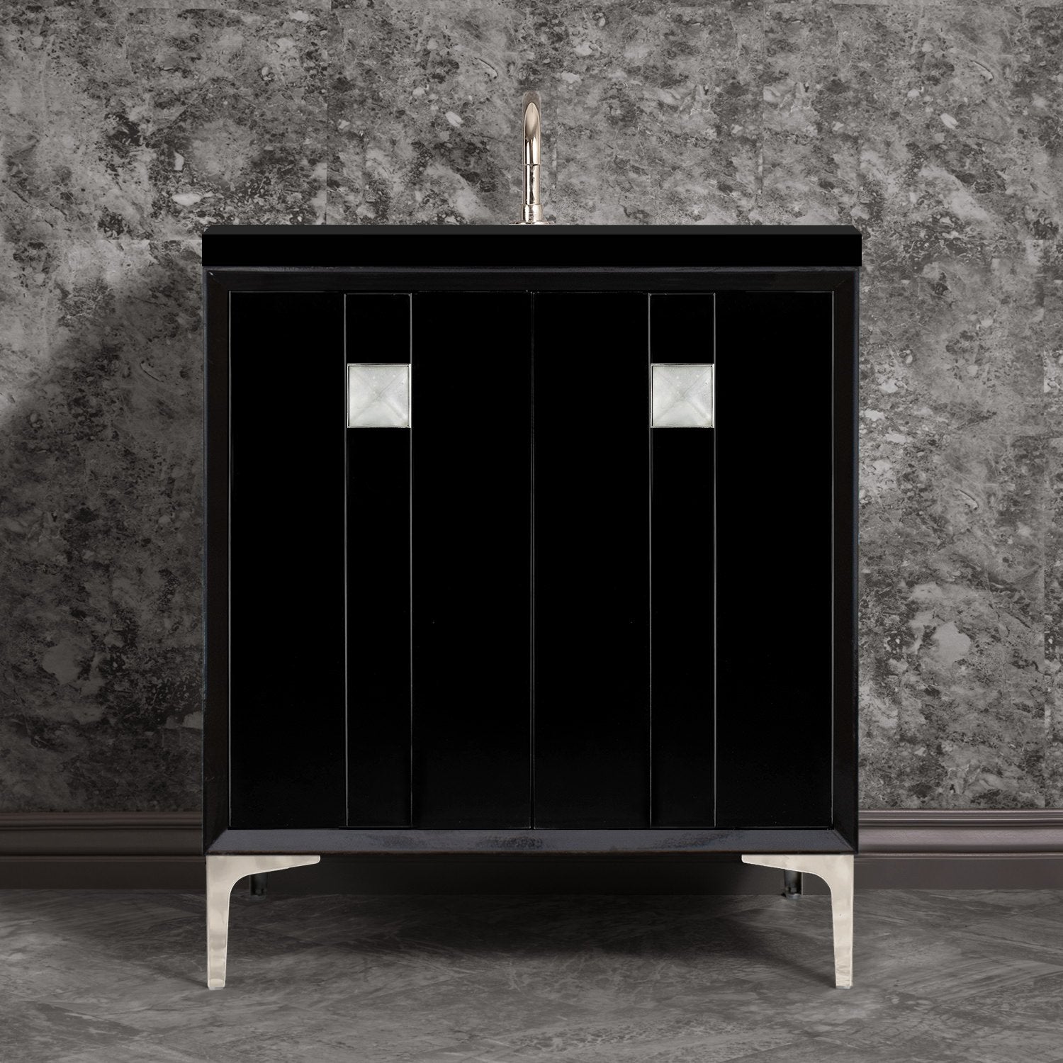 Linkasink Tuxedo with 3" Artisan Glass Prism Hardware Vanity by Linkasink