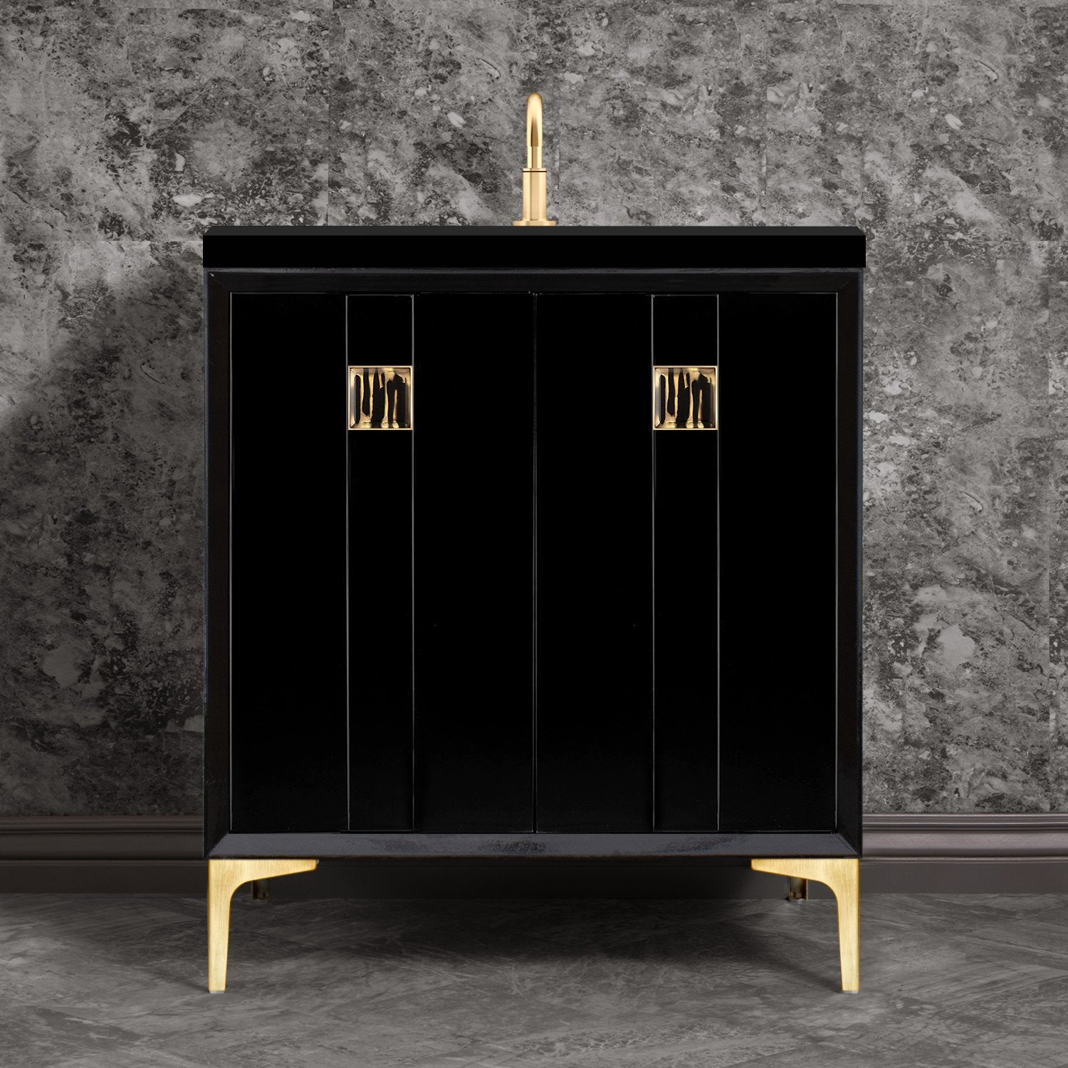Linkasink Tuxedo with 3" Artisan Tiger Glass Prism Hardware Vanity by Linkasink