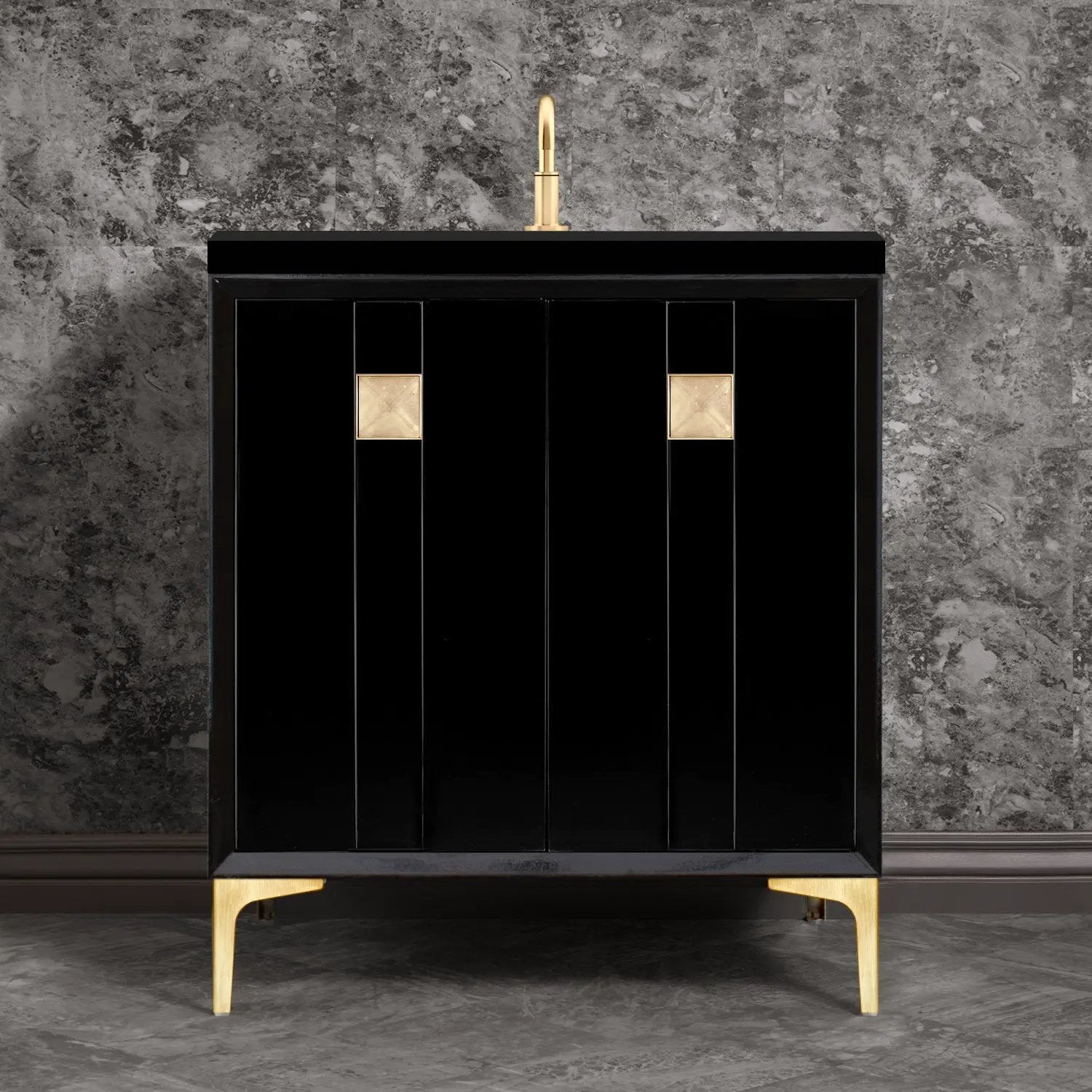 Linkasink Tuxedo with 3" Artisan Glass Prism Hardware Vanity by Linkasink