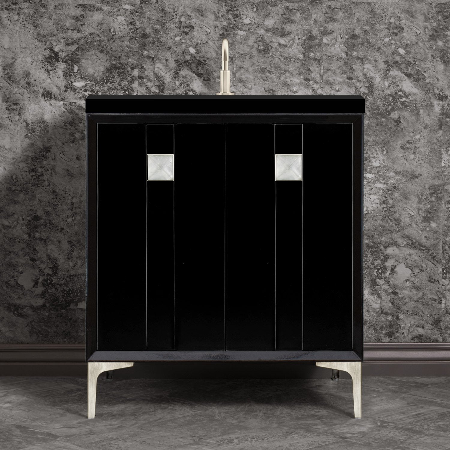 Linkasink Tuxedo with 3" Artisan Glass Prism Hardware Vanity by Linkasink