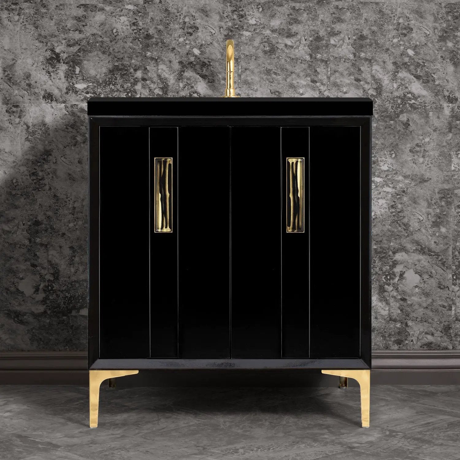 Linkasink Tuxedo with 8" Artisan Tiger Glass Prism Hardware Vanity by Linkasink