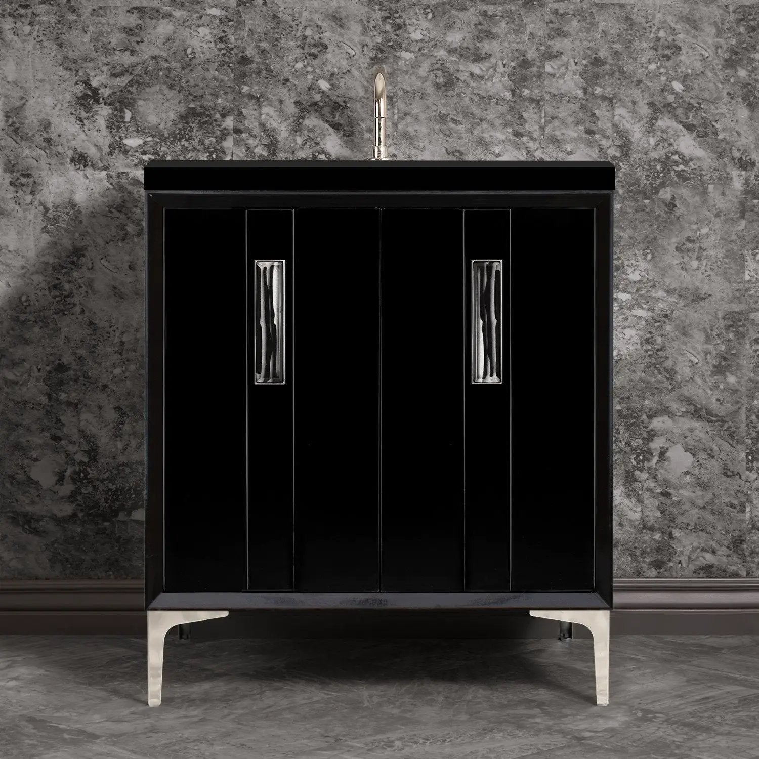 Linkasink Tuxedo with 8" Artisan Tiger Glass Prism Hardware Vanity by Linkasink