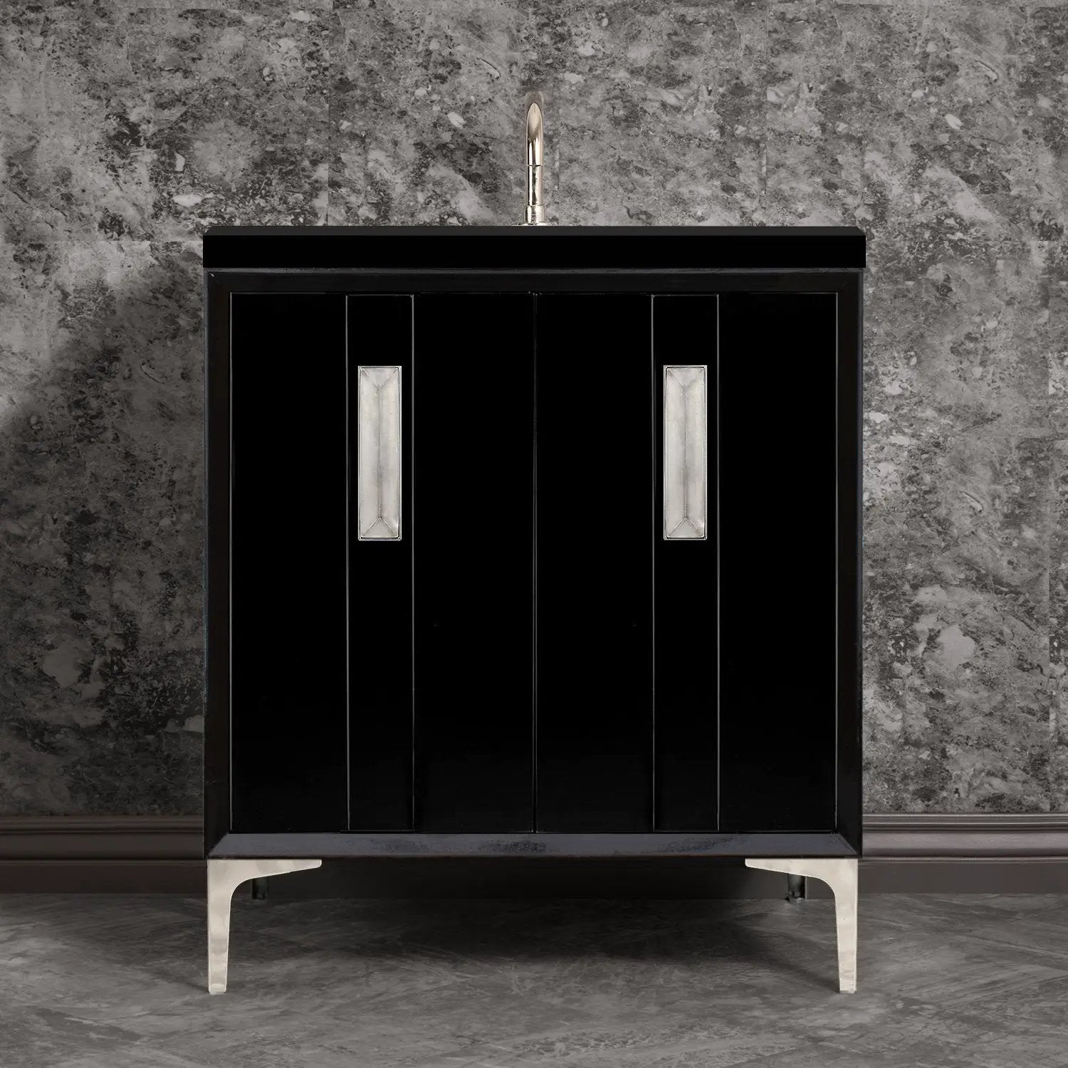 Linkasink Tuxedo with 8" Artisan Glass Prism Hardware Vanity by Linkasink