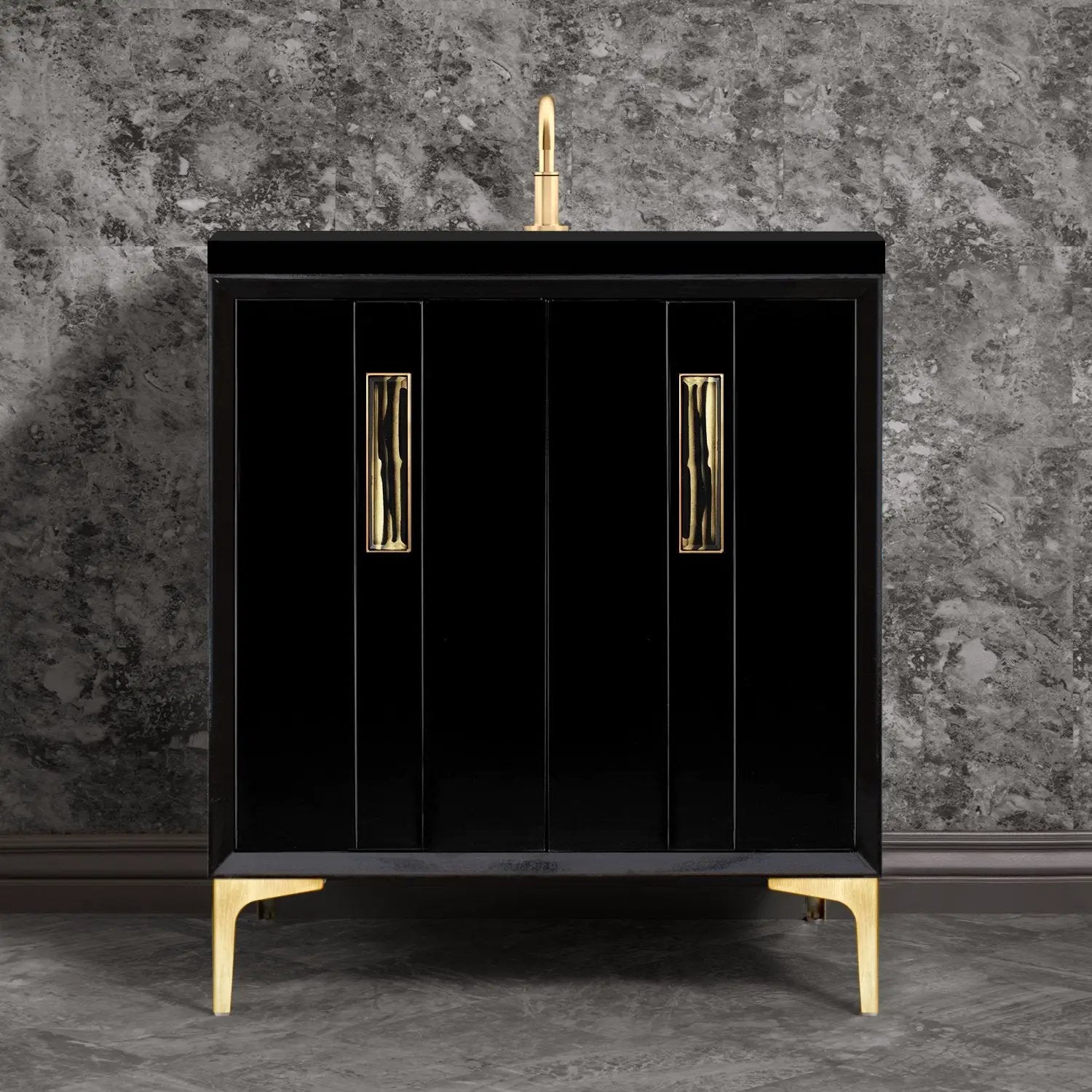 Linkasink Tuxedo with 8" Artisan Tiger Glass Prism Hardware Vanity by Linkasink