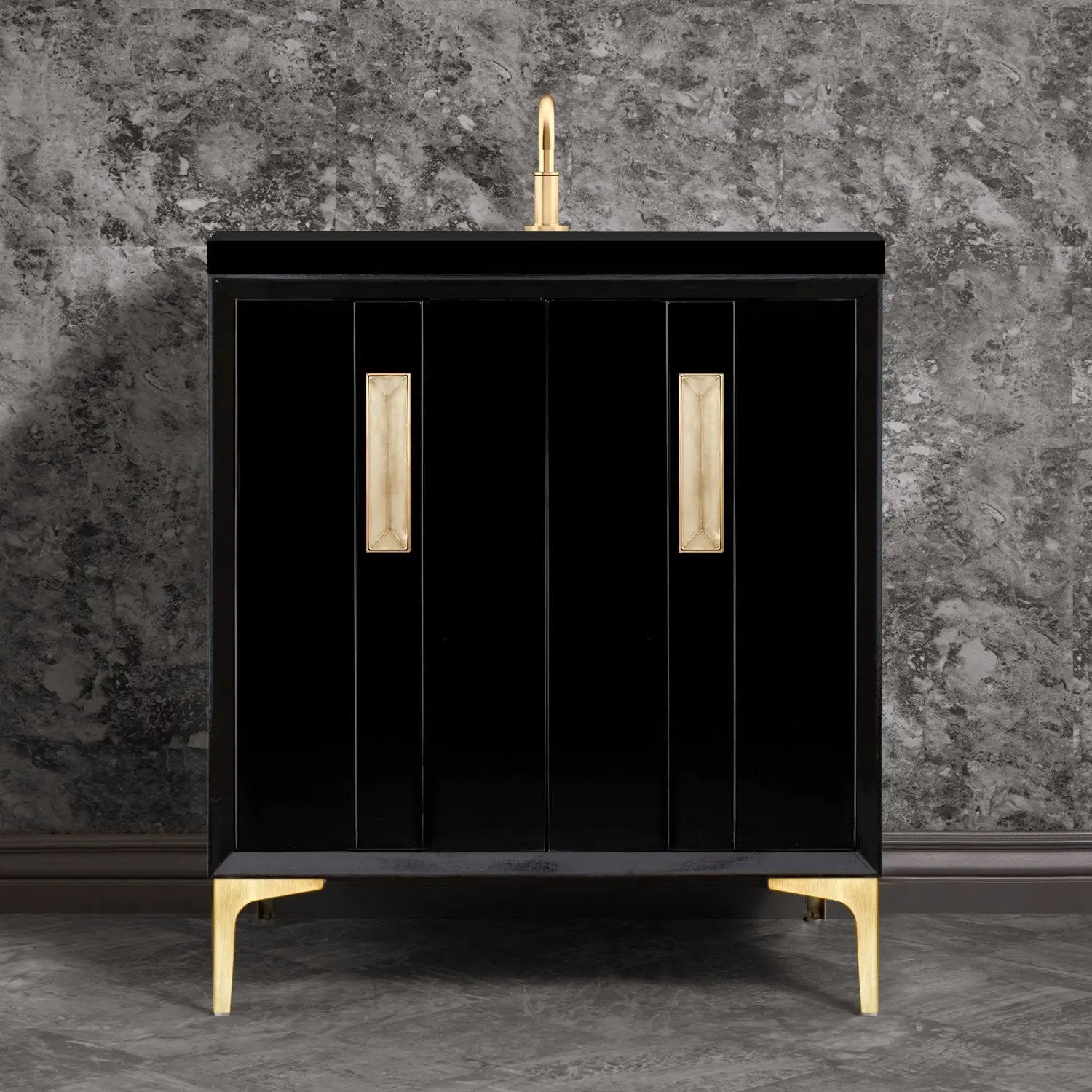 Linkasink Tuxedo with 8" Artisan Glass Prism Hardware Vanity by Linkasink