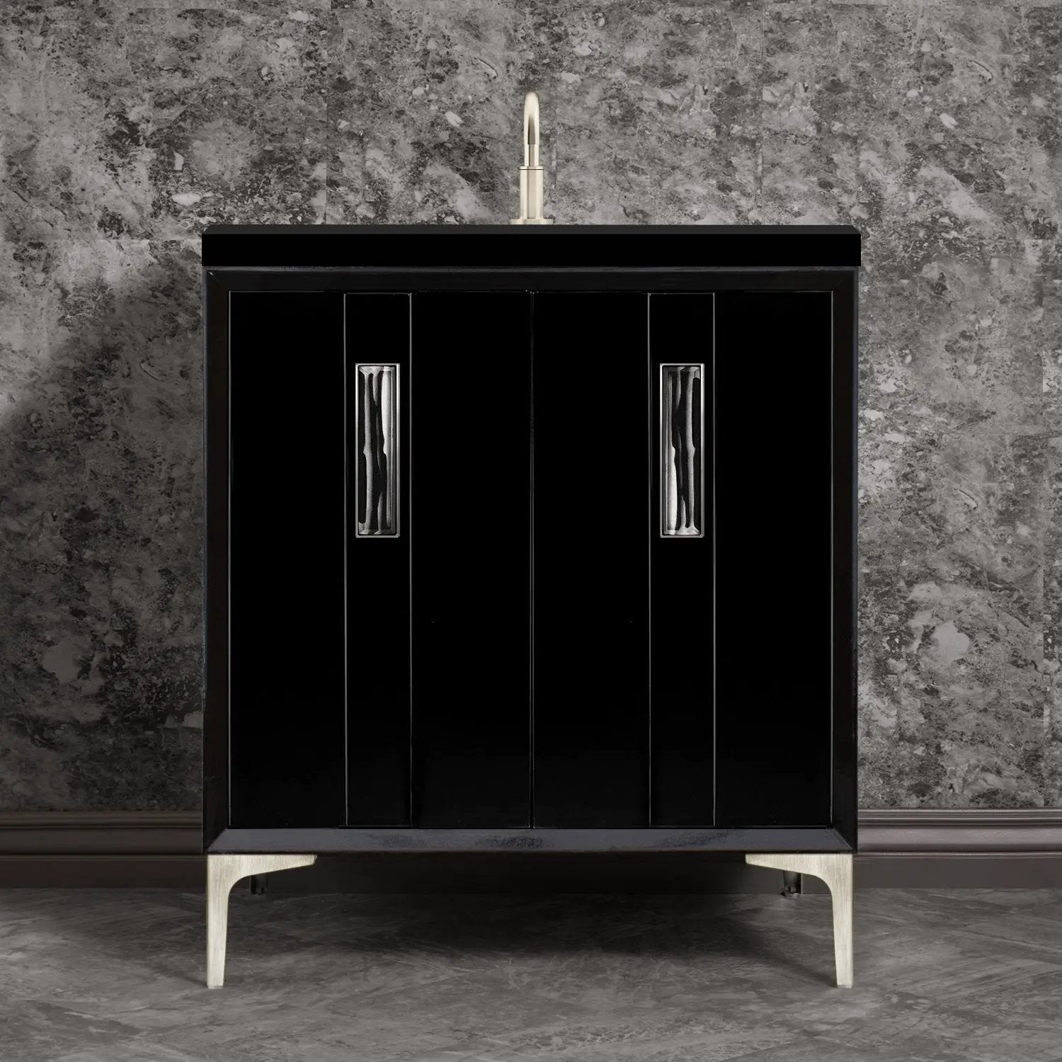 Linkasink Tuxedo with 8" Artisan Tiger Glass Prism Hardware Vanity by Linkasink