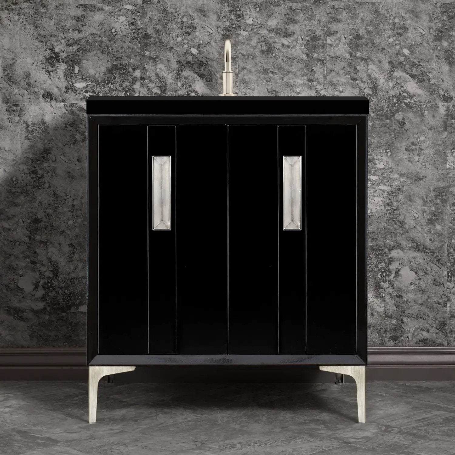 Linkasink Tuxedo with 8" Artisan Glass Prism Hardware Vanity by Linkasink
