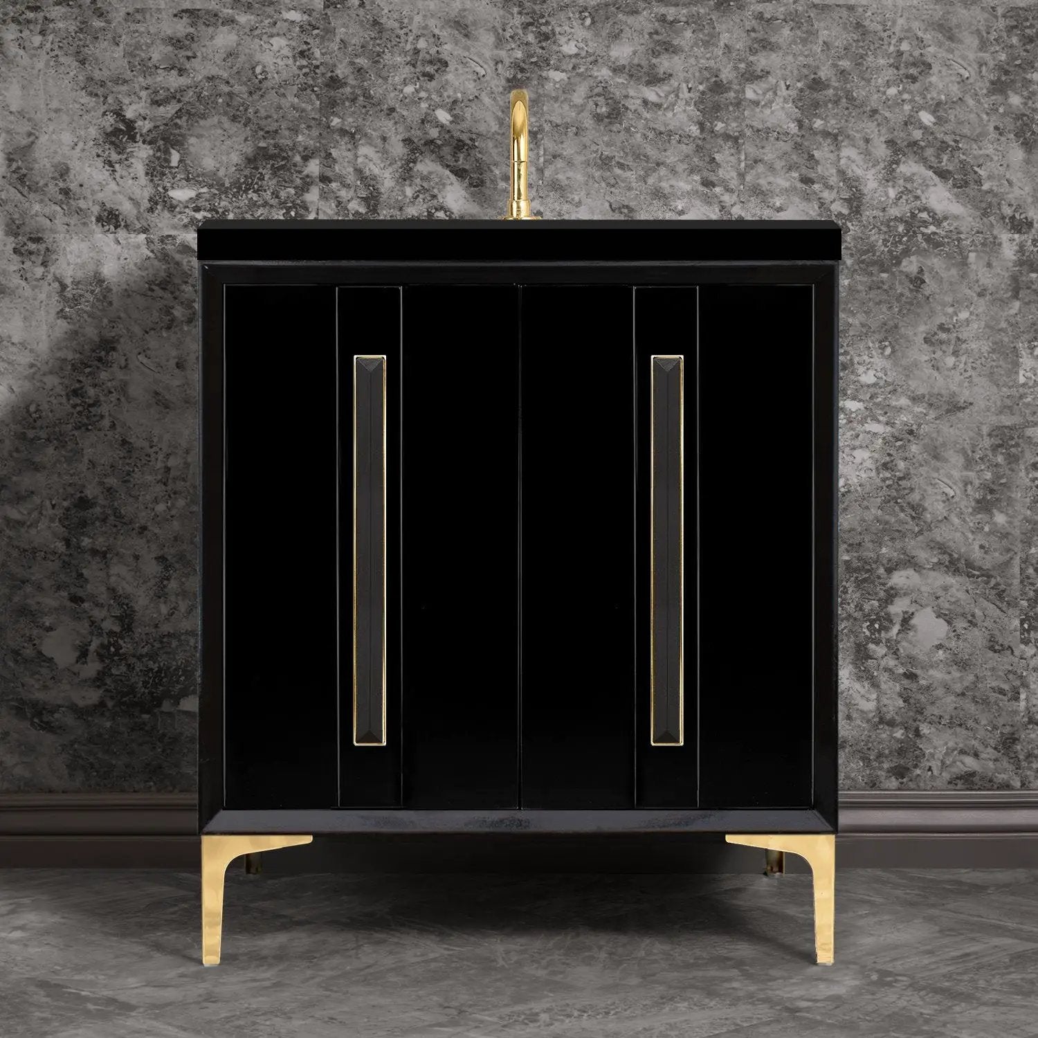 Linkasink Tuxedo with 18" Black Artisan Glass Prism Hardware Vanity by Linkasink