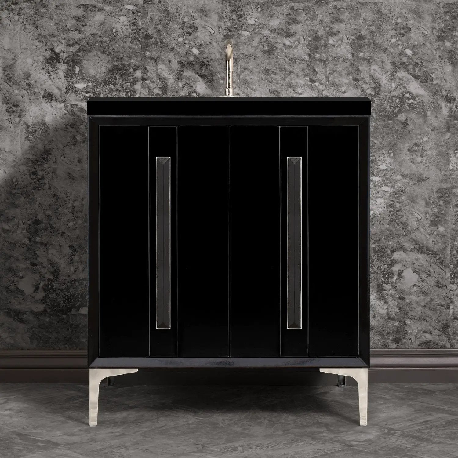 Linkasink Tuxedo with 18" Black Artisan Glass Prism Hardware Vanity by Linkasink