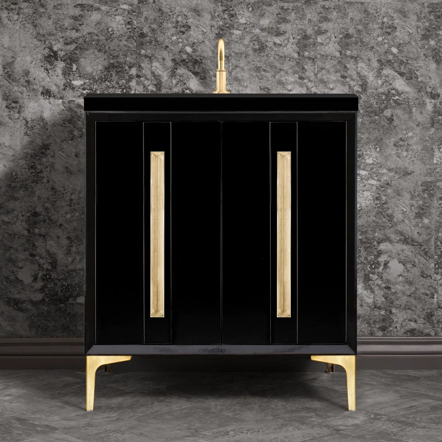 Linkasink Tuxedo with 18" Artisan Glass Prism Hardware Vanity by Linkasink