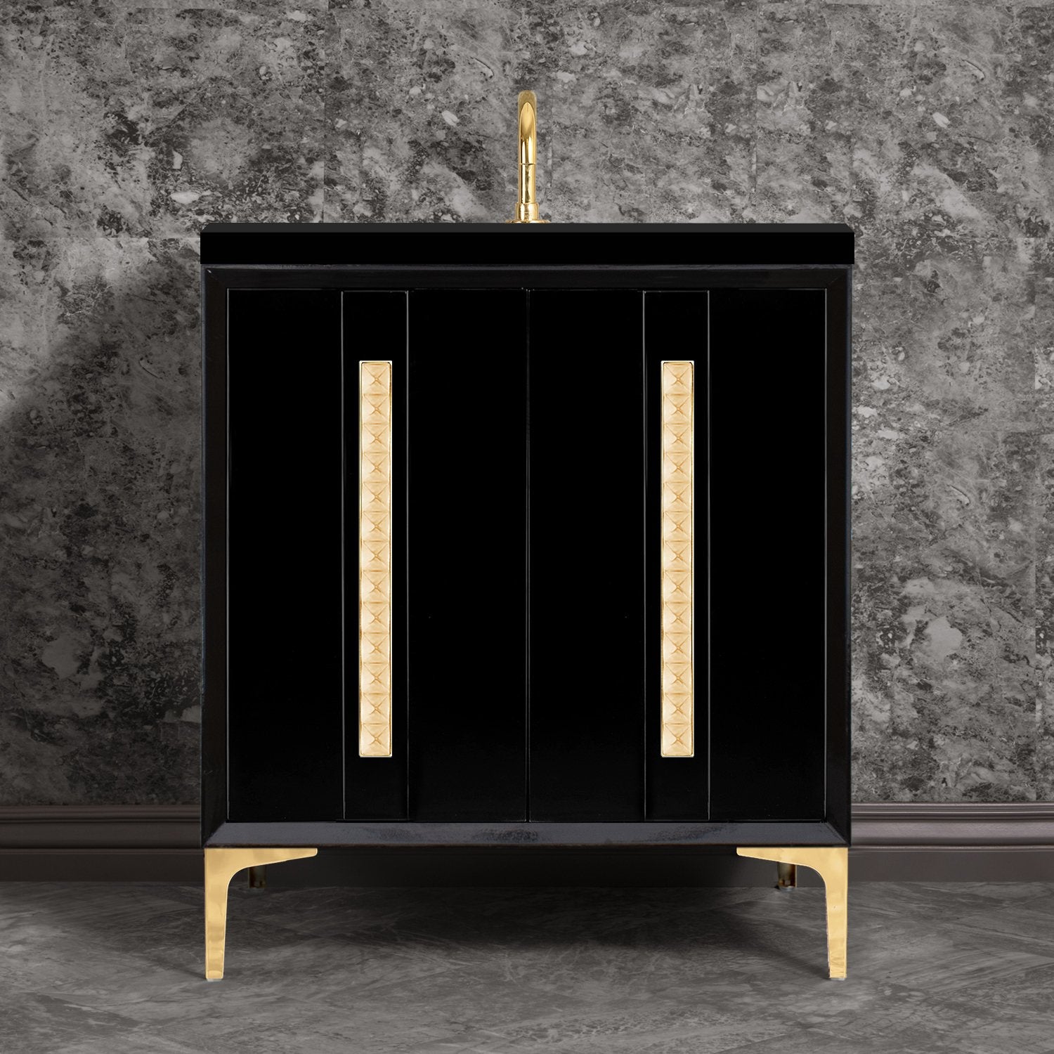 Linkasink Tuxedo with 18" Artisan Glass Pyramid Hardware Vanity by Linkasink