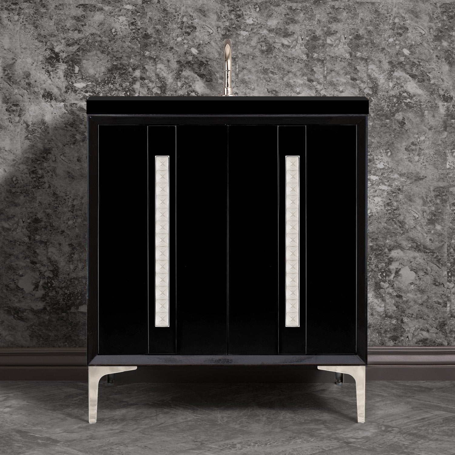 Linkasink Tuxedo with 18" Artisan Glass Pyramid Hardware Vanity by Linkasink