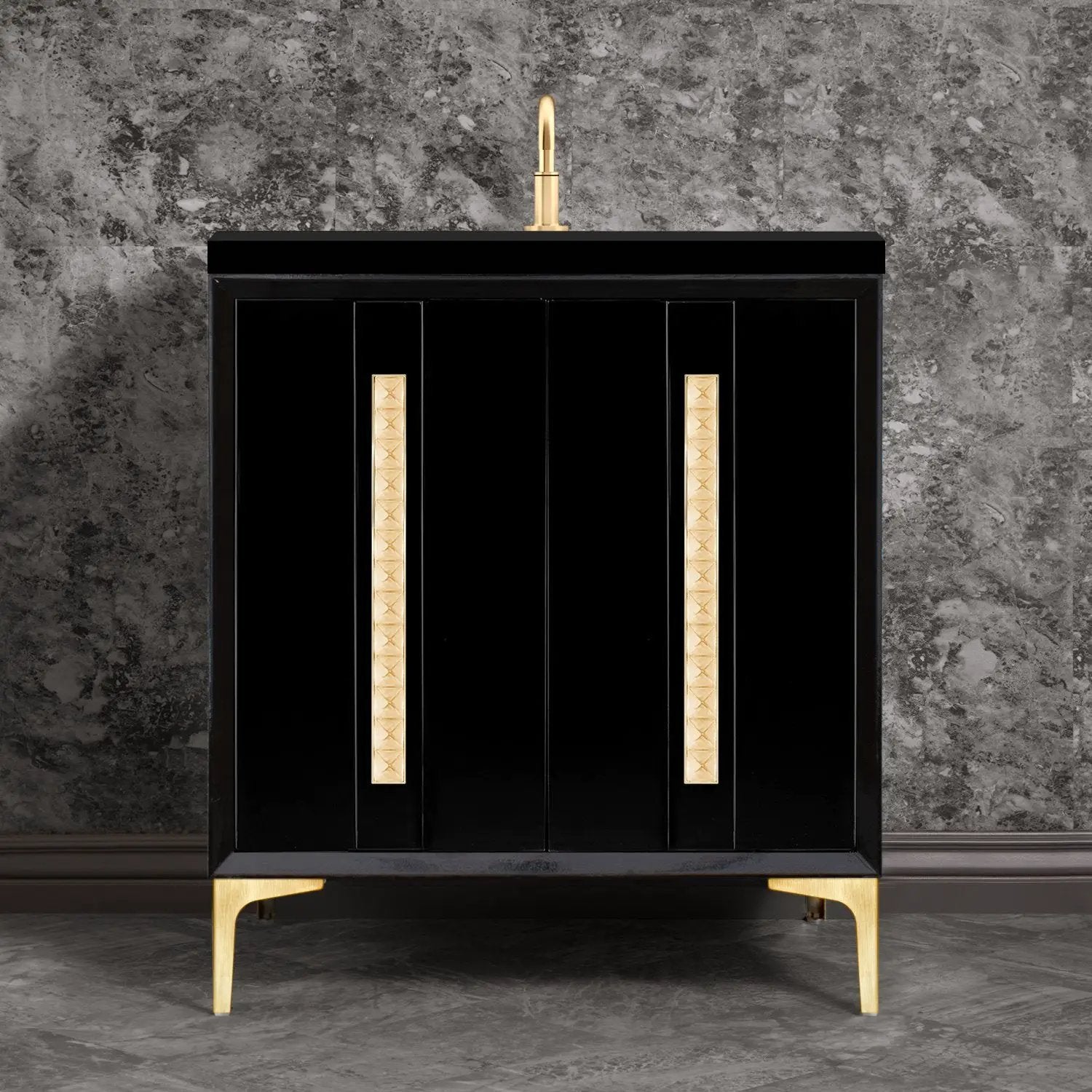 Linkasink Tuxedo with 18" Artisan Glass Pyramid Hardware Vanity by Linkasink