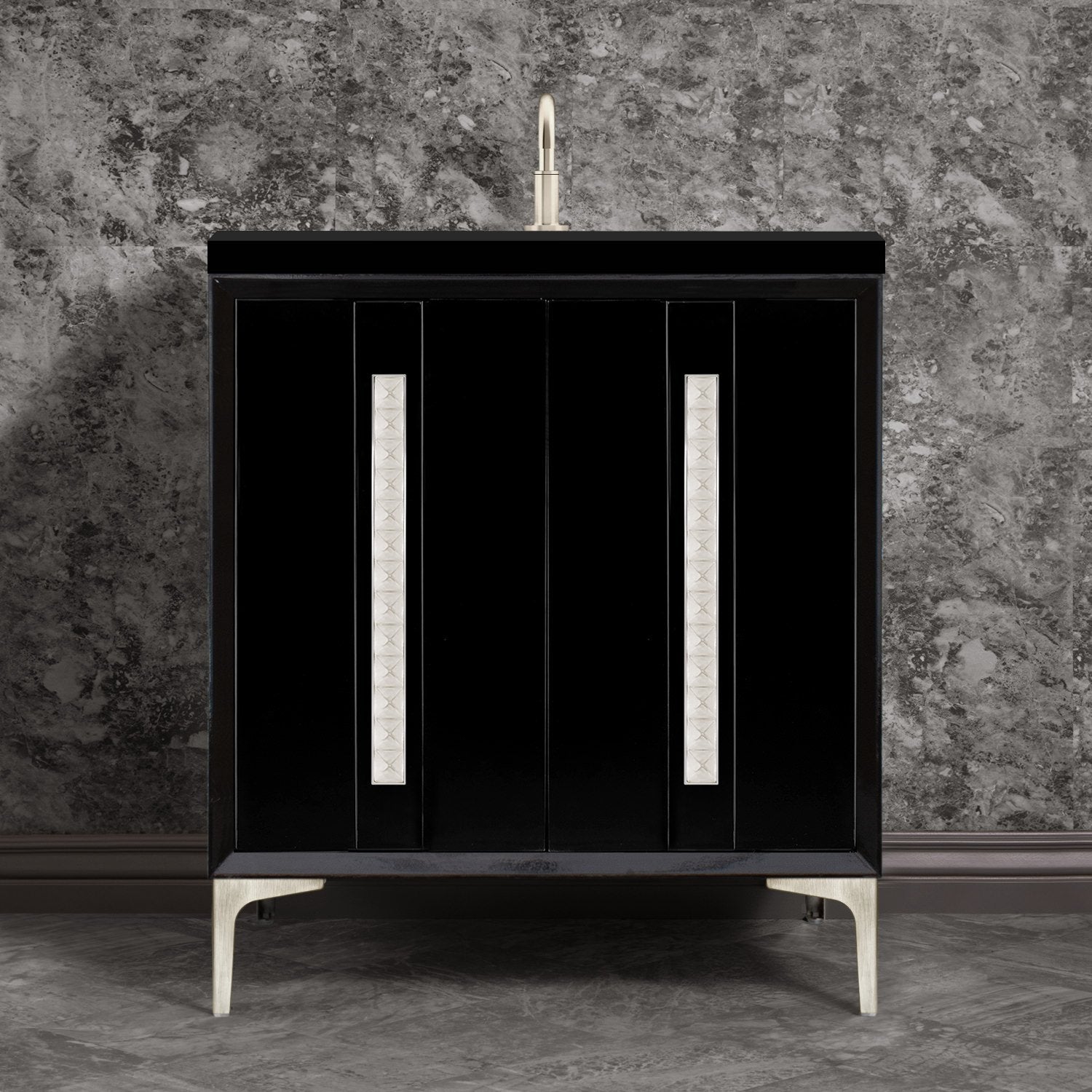 Linkasink Tuxedo with 18" Artisan Glass Pyramid Hardware Vanity by Linkasink