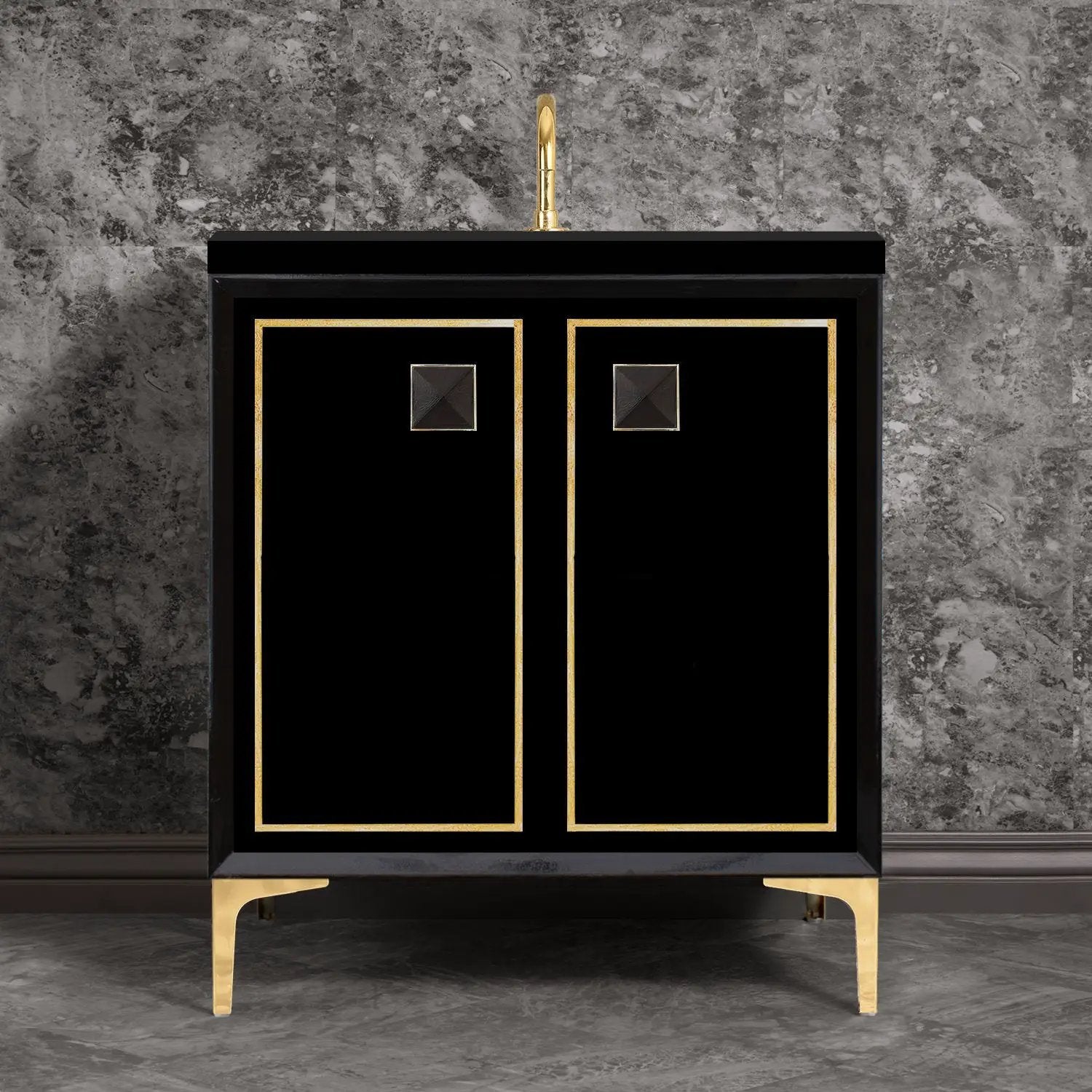 Linkasink Linea with 3" Black Artisan Glass Prism Hardware Vanity by Linkasink