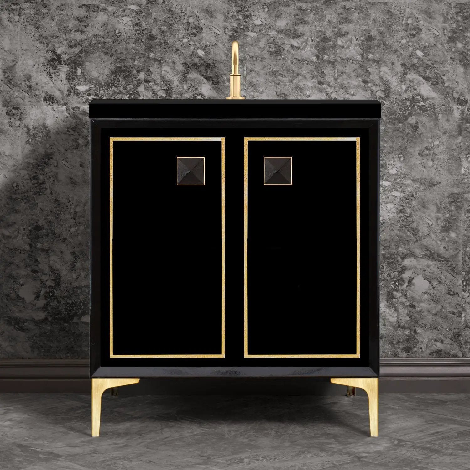 Linkasink Linea with 3" Black Artisan Glass Prism Hardware Vanity by Linkasink