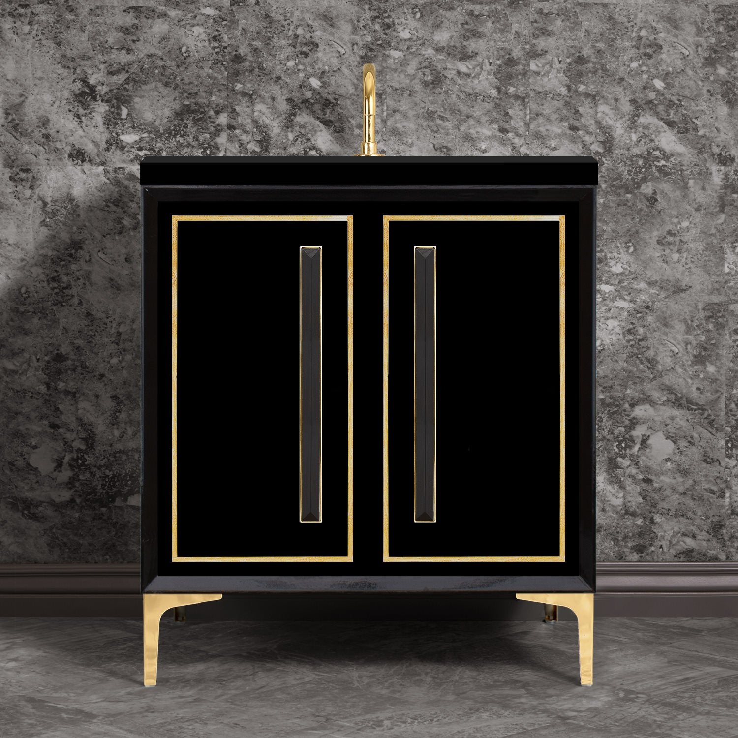 Linkasink Linea with 18" Black Artisan Glass Prism Hardware Vanity