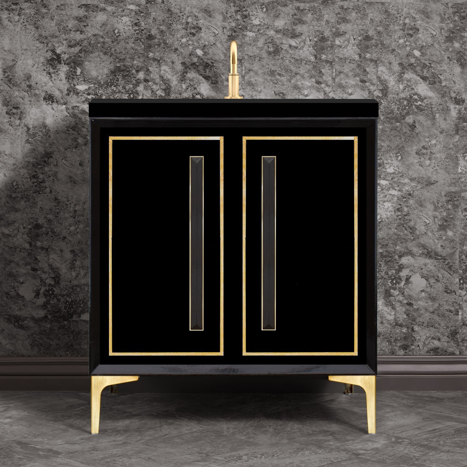 Linkasink Linea with 18" Black Artisan Glass Prism Hardware Vanity