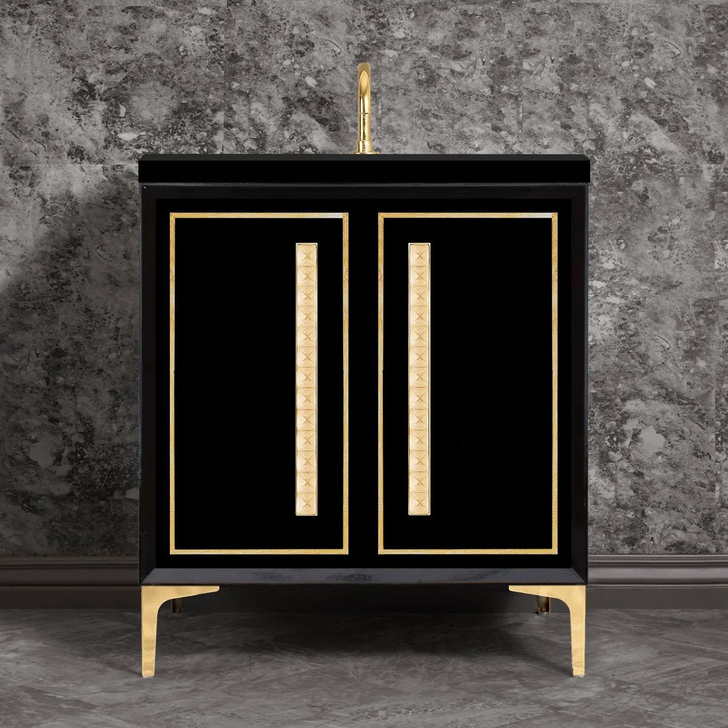 Linkasink Linea with 18" Artisan Glass Pyramid Hardware Vanity by Linkasink