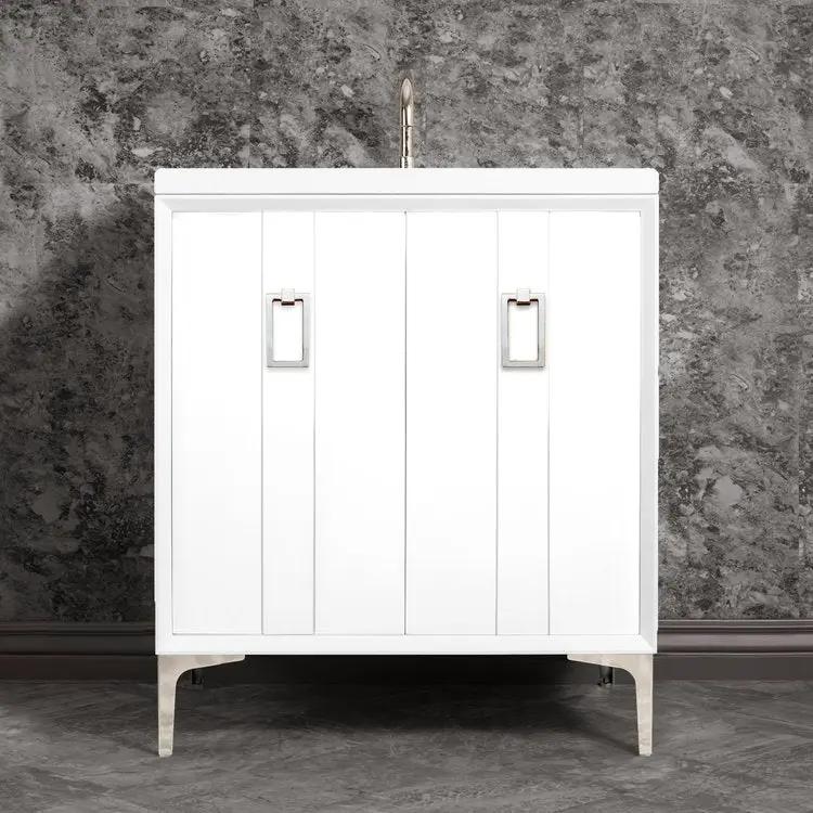 white with polished nickel vanity