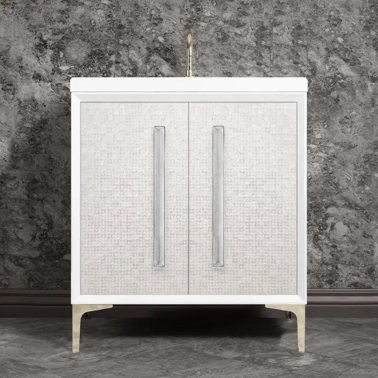 Linkasink Mother of Pearl with 18" Eglomise Artisan Glass Prism Hardware Vanity by Linkasink
