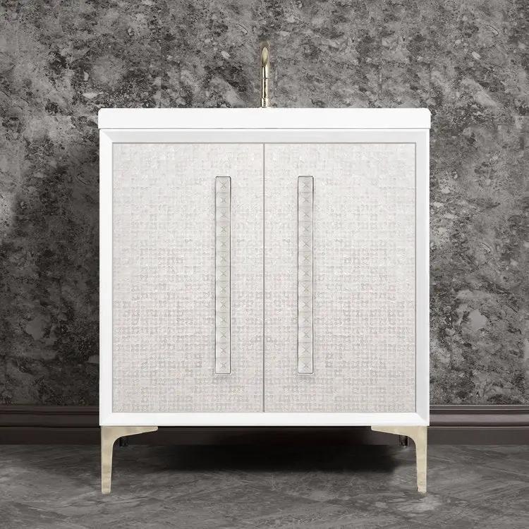 Linkasink Mother of Pearl with 18" Eglomise Artisan Glass Pyramid Hardware Vanity by Linkasink