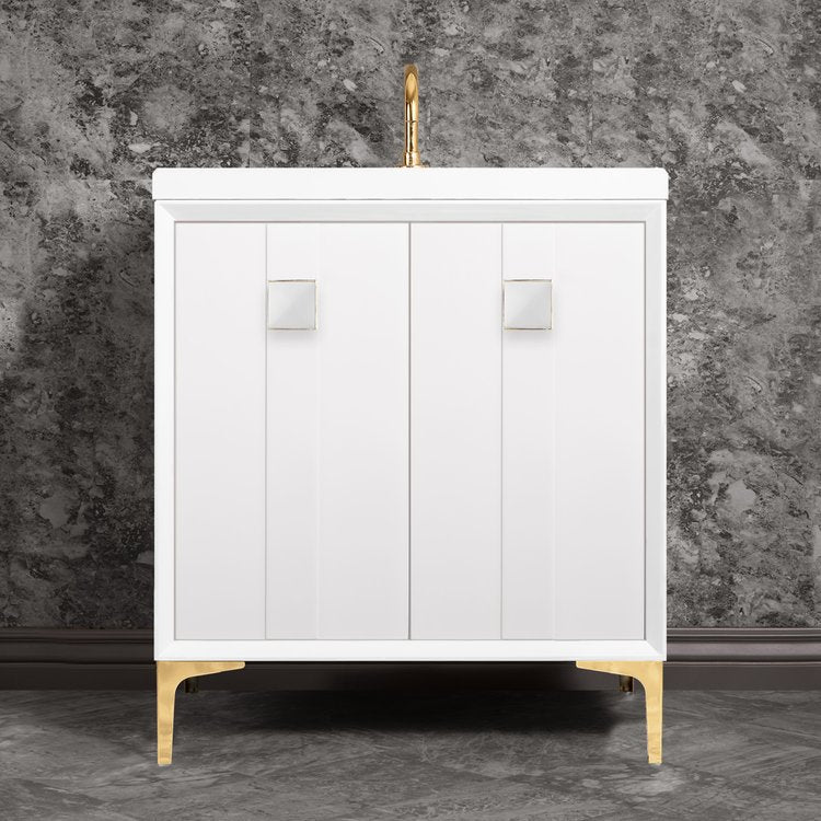 Linkasink Tuxedo with 3" White Prism Artisan Glass Prism Hardware Vanity by Linkasink