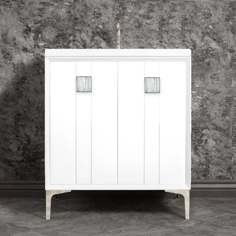 Linkasink Tuxedo with 3" White Tiger Artisan Glass Prism Hardware Vanity by Linkasink