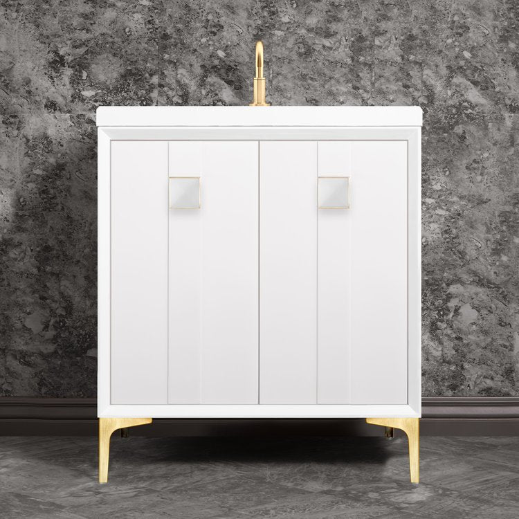 Linkasink Tuxedo with 3" White Prism Artisan Glass Prism Hardware Vanity by Linkasink