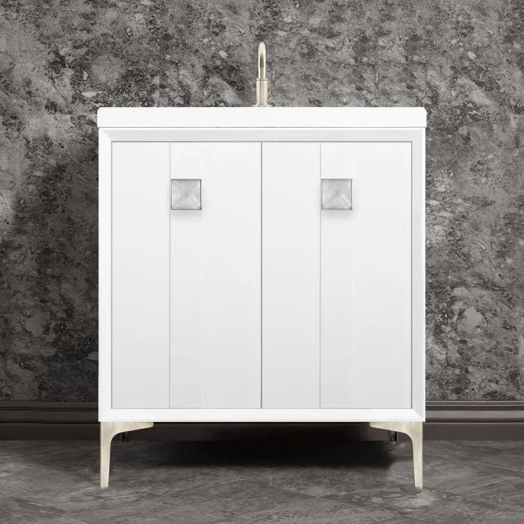 Linkasink Tuxedo with 3" Eglomise Artisan Glass Prism Hardware Vanity by Linkasink