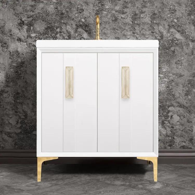 Linkasink Tuxedo with 8" Eglomise Artisan Glass Prism Hardware Vanity by Linkasink