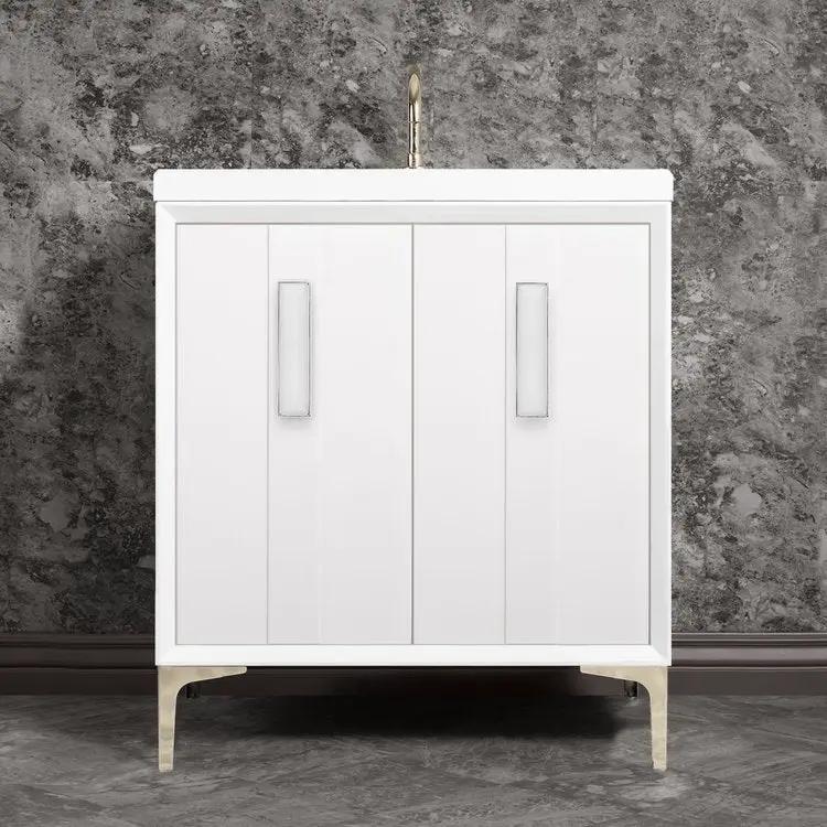 Linkasink Tuxedo with 8" White Prism Artisan Glass Prism Hardware Vanity by Linkasink