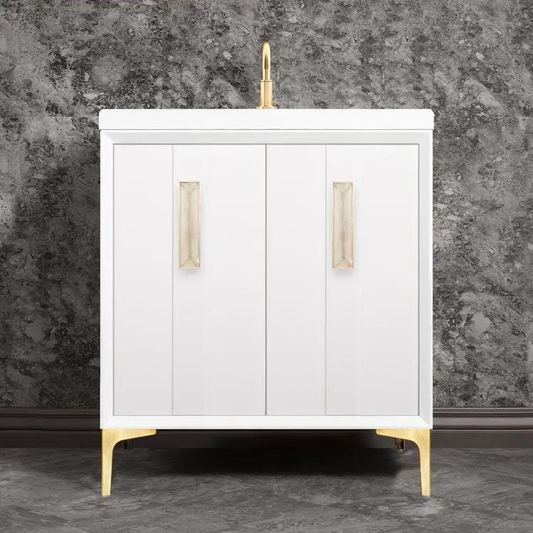 Linkasink Tuxedo with 8" Eglomise Artisan Glass Prism Hardware Vanity by Linkasink