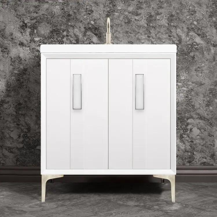 Linkasink Tuxedo with 8" White Prism Artisan Glass Prism Hardware Vanity by Linkasink