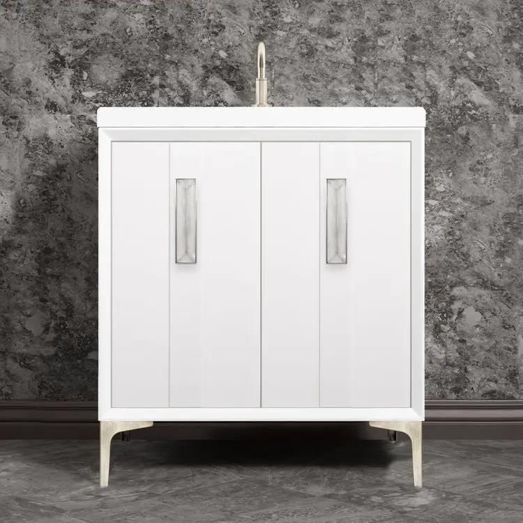 Linkasink Tuxedo with 8" Eglomise Artisan Glass Prism Hardware Vanity by Linkasink