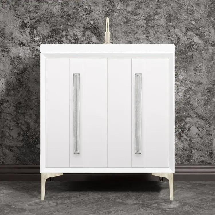 Linkasink Tuxedo with 18" Eglomise Artisan Glass Prism Hardware Vanity by Linkasink