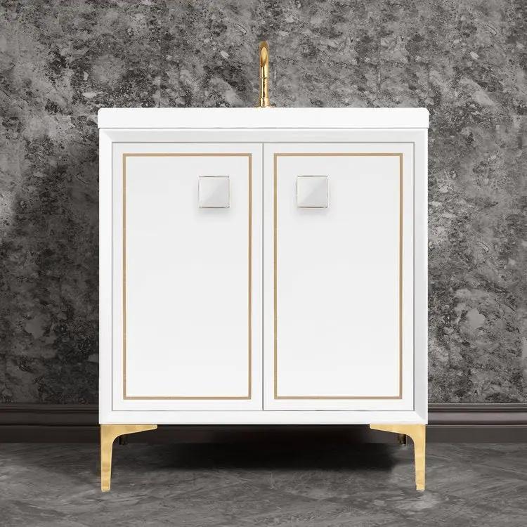 Linkasink Linea with 3" White Prism Artisan Glass Prism Hardware Vanity by Linkasink