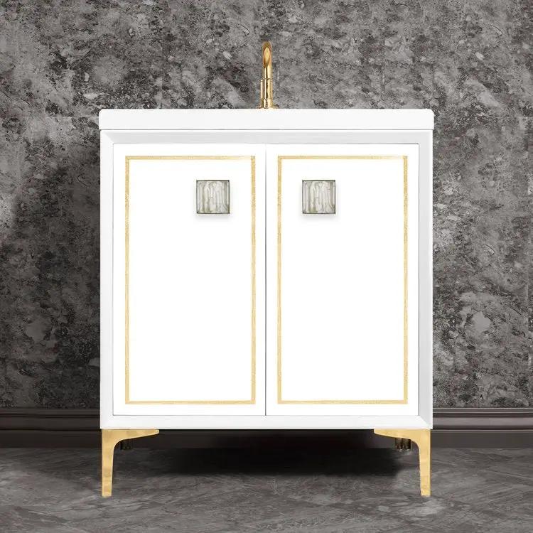 Linkasink Linea with 3" White Tiger Artisan Glass Prism Hardware Vanity by Linkasink