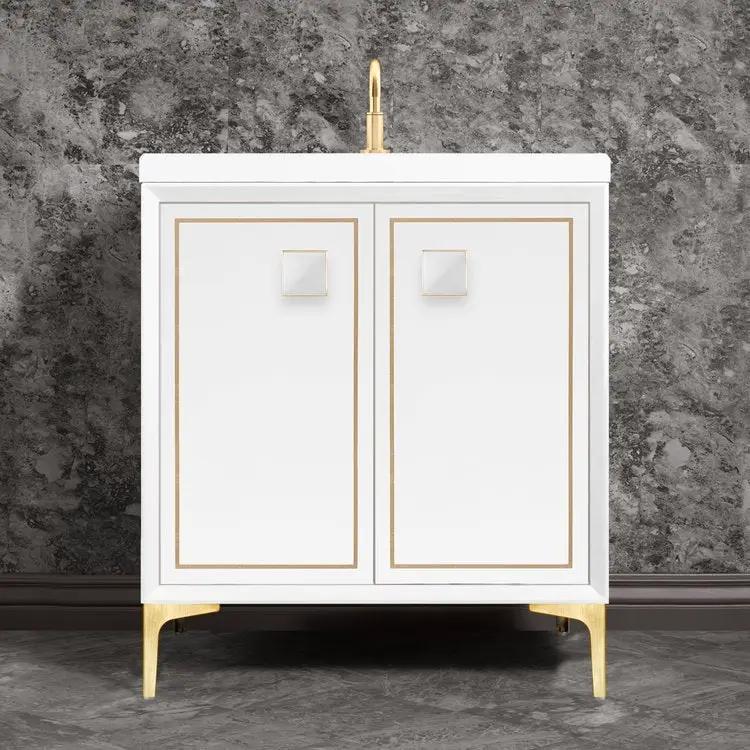 Linkasink Linea with 3" White Prism Artisan Glass Prism Hardware Vanity by Linkasink