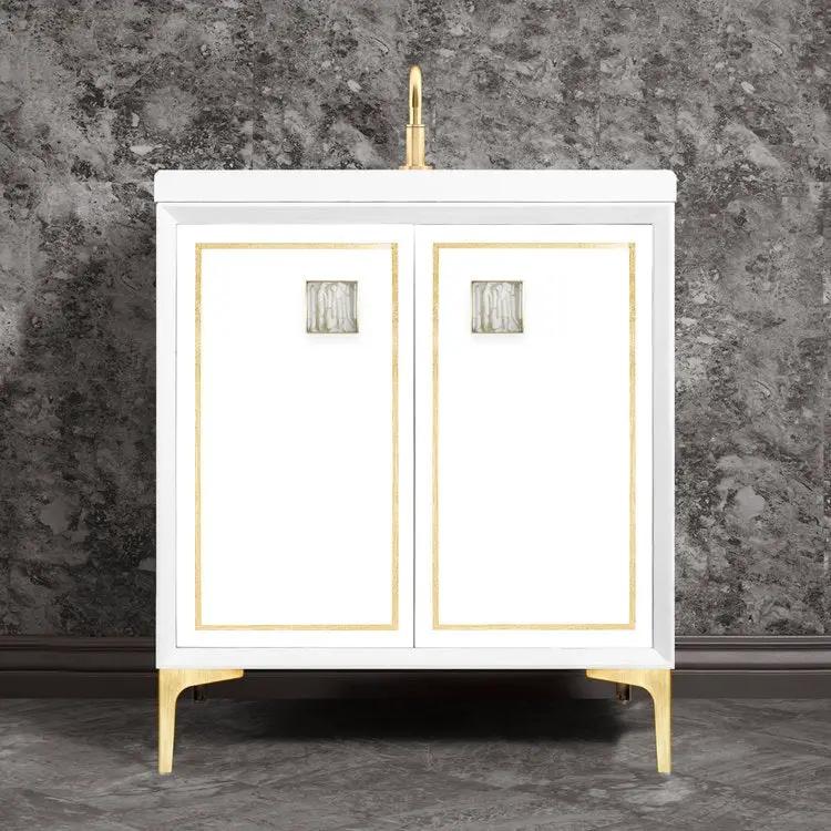 Linkasink Linea with 3" White Tiger Artisan Glass Prism Hardware Vanity by Linkasink