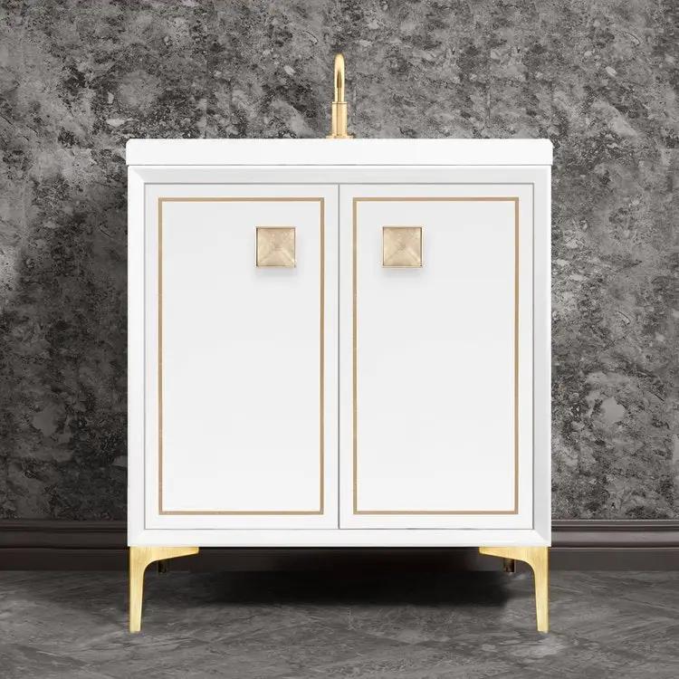 Linkasink Linea with 3" Eglomise Artisan Glass Prism Hardware Vanity by Linkasink