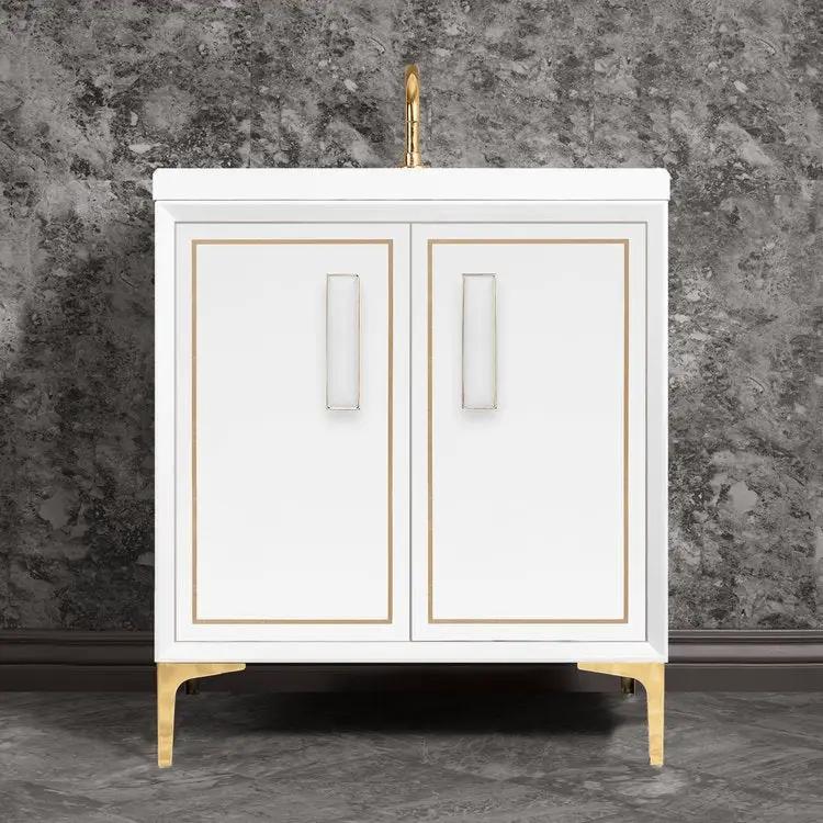Linkasink Linea with 8" White Prism Artisan Glass Prism Hardware Vanity by Linkasink